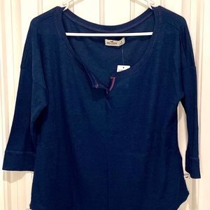 Hollister Navy Blue 1/2 Sleeve Women Shirt